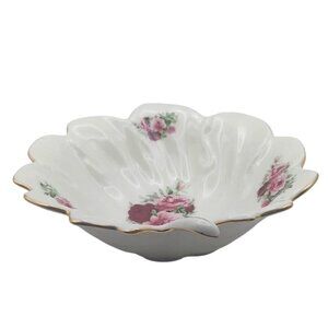 Vintage Victorian Rose Leaf Shaped Ceramic Candy Bowl Formalities Baum Brothers